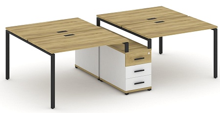 Рабочая станция на 4 места с двухсторонней опорной тумбой CN.DRS-310 B/W