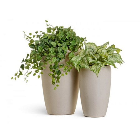 Кашпо TREEZ Effectory Beton Высокий округлый конус Белый песок в-68 см, д-43 см