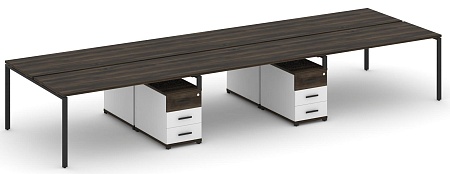 Рабочая станция на 6 мест с двумя двухсторонними опорными тумбами CN.DRS-344 B/W