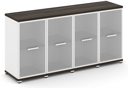 Шкаф четыре узкие секции, 2 ниши (4 фасада стекло белое матовое в раме, 2 ниши ) CN.STU-243 RM B/W