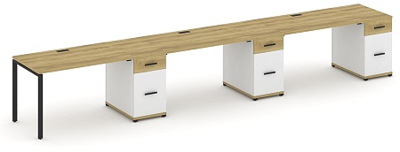 Рабочая станция на 3 места с тремя опорными тумбами CN.ORS-446 B/W