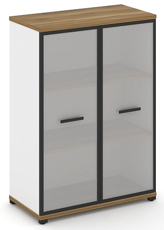 Шкаф две широкие секции, 3 ниши (2 фасада стекло белое матовое в раме, 3 ниши) CN.STS-316 RM B/W