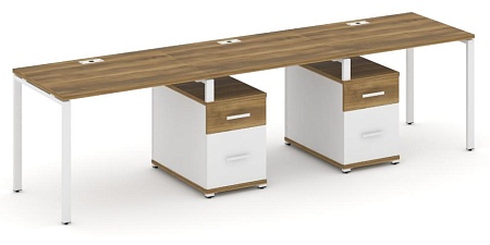 Рабочая станция на 3 места с двумя опорными тумбами CN.ORS-337 B/W