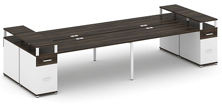 Рабочая станция на 6 мест с шестью опорными тумбами CN.DRS-448 B/W