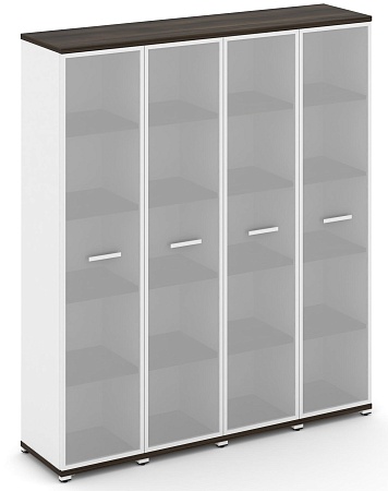 Шкаф четыре узкие секции, 5 ниш (5 фасадов стекло белое матовое в раме, 5 ниш) CN.STU-548 RM B/W