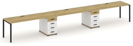 Рабочая станция на 3 места с двумя опорными тумбами CN.ORS-436 B/W