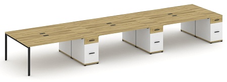 Рабочая станция на 6 мест с четыремя опорными тумбами CN.DRS-464 B/W