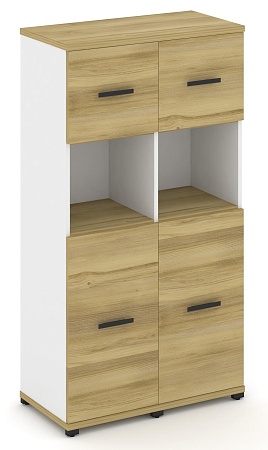 Шкаф две узкие секции, 4 ниши (2 фасада ЛДСП, 2 ниши + фасад ЛДСП, 1 ниша) CN.STU-425  B/W