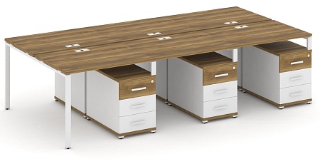 Рабочая станция на 6 мест с тремя двухсторонними опорными тумбами CN.DRS-349 B/W