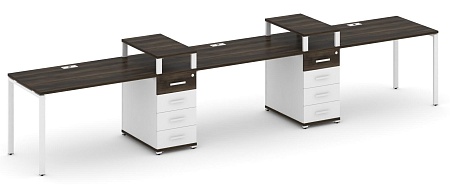 Рабочая станция на 3 места с двумя опорными тумбами CN.ORS-450 B/W
