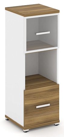 Шкаф одна узкая секция, 3 ниши (фасад ЛДСП, 1 ниша + фасад стекло прозрачное в раме, 1 ниша) CN.STU-315 RP B/W