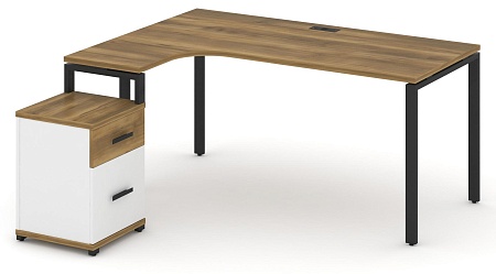 Стол эргономичный левый с опорной тумбой CN.SA-308(L) B/W