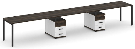 Рабочая станция на 3 места с двумя опорными тумбами CN.ORS-336 B/W