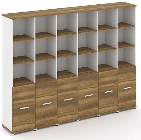 Шкаф шесть узких секций, 5 ниш (6 фасадов ЛДСП, 2 ниши) CN.STU-561 B/W