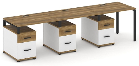 Рабочая станция на 3 места с тремя опорными тумбами CN.ORS-345 B/W