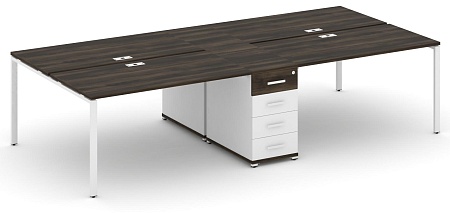 Рабочая станция на 4 места с двумя опорными тумбами CN.DRS-419 B/W