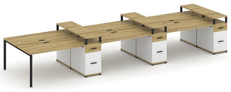 Рабочая станция на 6 мест с шестью опорными тумбами CN.DRS-479 B/W
