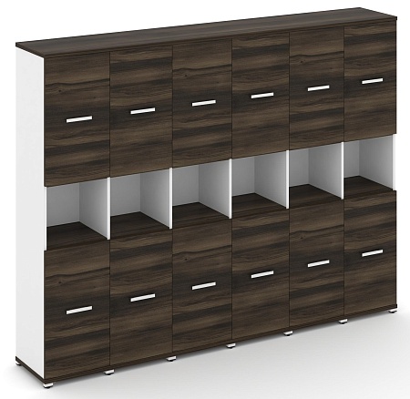 Шкаф шесть узких секций, 5 ниш (6 фасадов ЛДСП, 2 ниши + 6 фасадов ЛДСП,  2 ниши) CN.STU-563 B/W