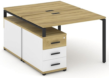 Рабочая станция на 2 места с двухсторонней опорной тумбой CN.DRS-302 B/W