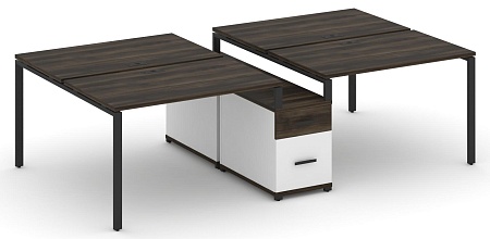 Рабочая станция на 4 места с двухсторонней опорной тумбой CN.DRS-314 B/W