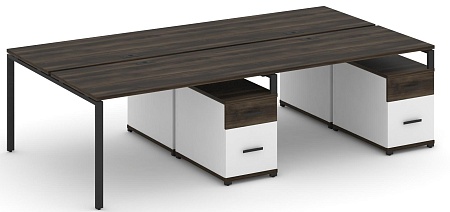 Рабочая станция на 4 места с двумя двухсторонними опорными тумбами CN.DRS-323 B/W