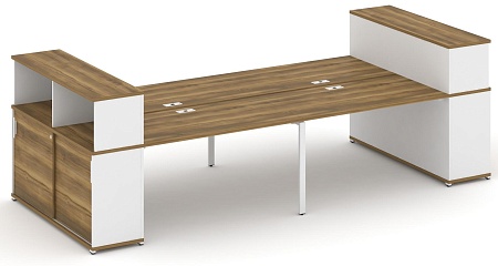 Рабочая станция с опорными шкафами купе с надставкой низкой CN.DRS-283 B/W