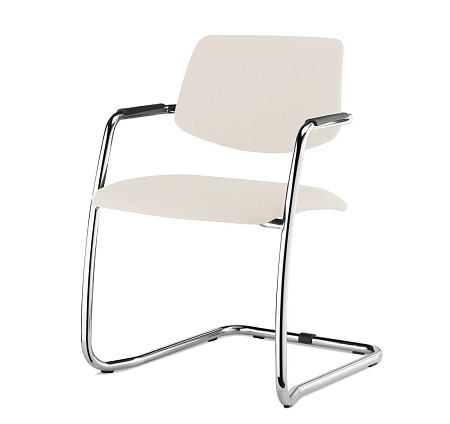 Кресло на полозьях, кожа Urban slide Ivory 22042