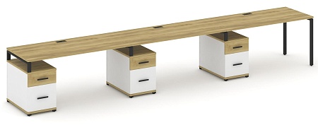 Рабочая станция на 3 места с тремя опорными тумбами CN.ORS-348 B/W