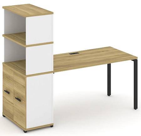 Стол рабочий с опорным распашным шкафом с надставкой высокой CN.SP-231 B/W