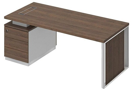 Стол руководителя на опорной тумбе с декоративной вставкой левый БР 110L