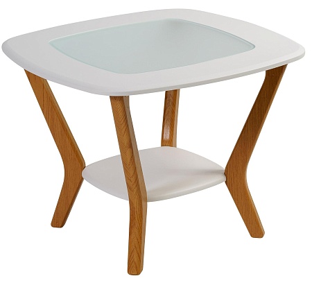 Журнальный столик со стеклом Мельбурн (Белый/Дуб с...