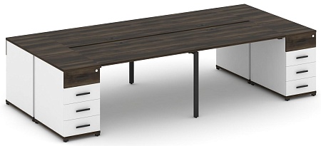 Рабочая станция на 4 места с двумя опорными тумбами CN.DRS-426 B/W