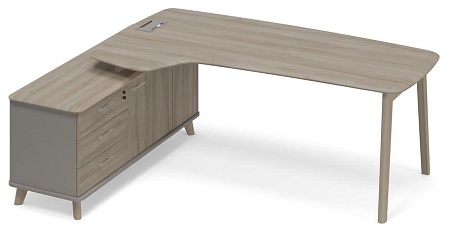 Стол эргономичный на опорной тумбе левый (тип 4) WOOD ТМ В2 123