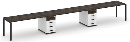 Рабочая станция на 3 места с двумя опорными тумбами CN.ORS-436 B/W