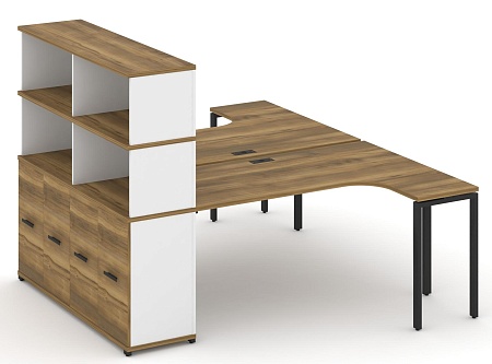 Рабочая станция с опорным распашным шкафом с надставкой высокой CN.DSA-216 B/W