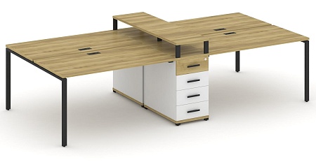 Рабочая станция на 6 мест с четыремя опорными тумбами CN.DRS-435 B/W