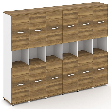 Шкаф шесть узких секций, 5 ниш (6 фасадов ЛДСП, 2 ниши + 6 фасадов ЛДСП,  2 ниши) CN.STU-563 B/W