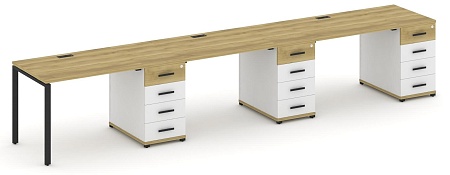 Рабочая станция на 3 места с тремя опорными тумбами CN.ORS-441 B/W