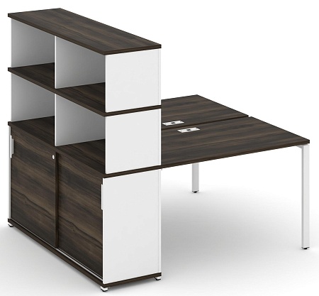 Рабочая станция с опорным шкафом купе с надставкой высокой CN.DRS-242 B/W