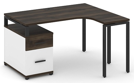 Стол эргономичный правый с опорной тумбой CN.SA-302(R) B/W