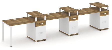 Рабочая станция на 3 места с тремя опорными тумбами CN.ORS-461 B/W