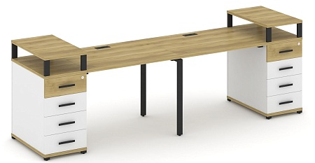 Рабочая станция на 2 места с двумя опорными тумбами CN.ORS-425 B/W