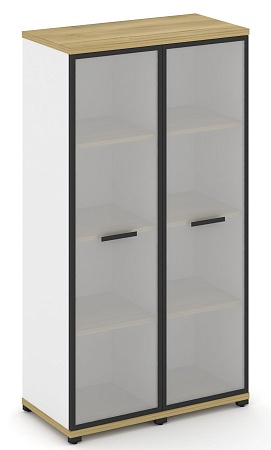 Шкаф две узкие секции, 4 ниши (2 фасада стекло белое матовое в раме, 4 ниши) CN.STU-426 RM B/W