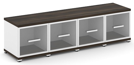 Шкаф пять узких секций, 1 ниша (4 фасада стекло прозрачное в раме, 1 ниша) CN.STU-143 RP B/W