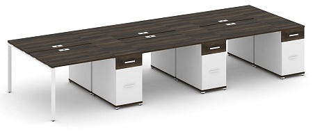 Рабочая станция на 6 мест с четыремя опорными тумбами CN.DRS-461 B/W