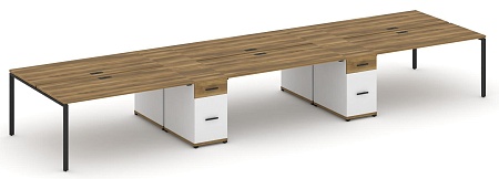 Рабочая станция на 6 мест с четыремя опорными тумбами CN.DRS-456 B/W