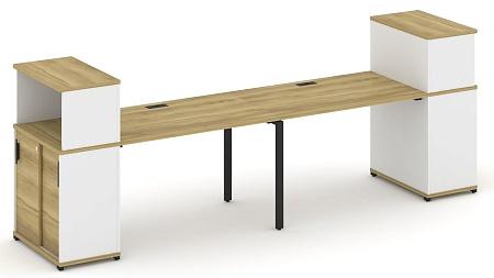 Рабочая станция с опорными шкафом купе с надставкой низкой CN.ORS-238 B/W