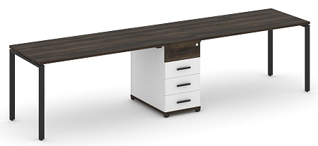 Рабочая станция на 2 места с одной опорной тумбой CN.ORS-403 B/W