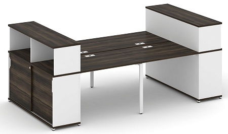Рабочая станция с опорными шкафами купе с надставкой низкой CN.DRS-281 B/W