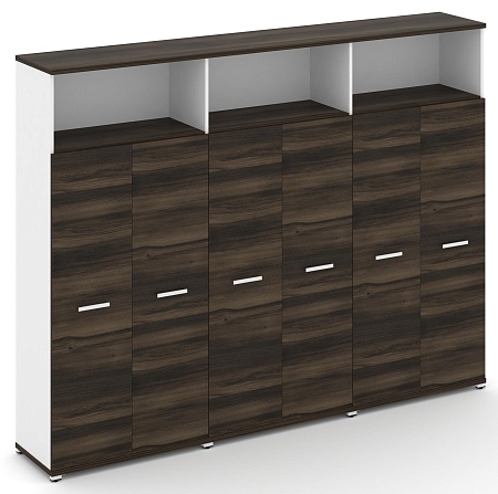 Шкаф три широкие секции, 5 ниш (6 фасадов ЛДСП, 4 ниши ) CN.STS-536 B/W